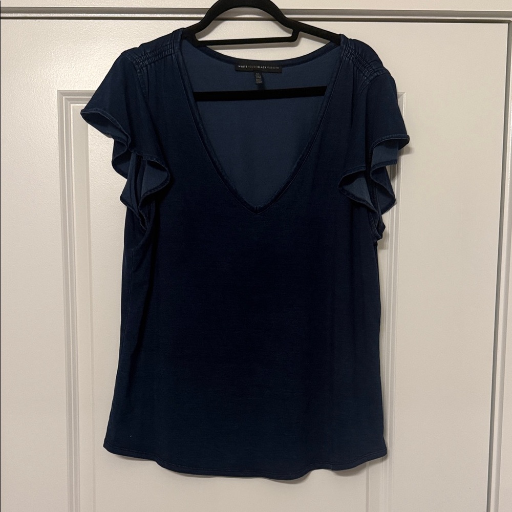 White House Black Market Denim V-Neck Tee